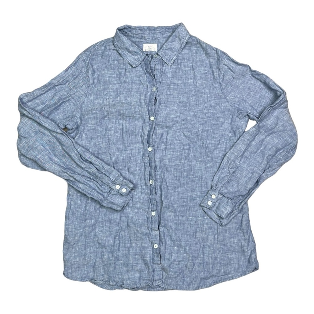 Sigrid Olsen Chambray Button Down Up Blouse Blue … - image 1